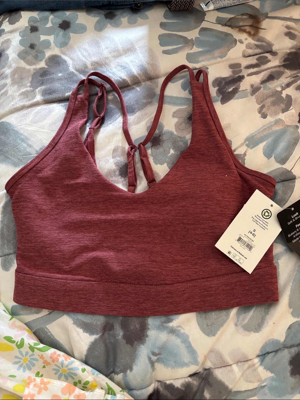 Women’s Strappy Bralette - Heather Burgundy small 4-6